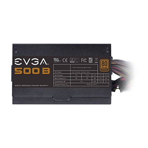 EVGA 500 B1, 80+ BRONZE 500W Power Supply, 3 Year Warranty, Includes FREE Power On Self Tester 100-B1-0500-KR