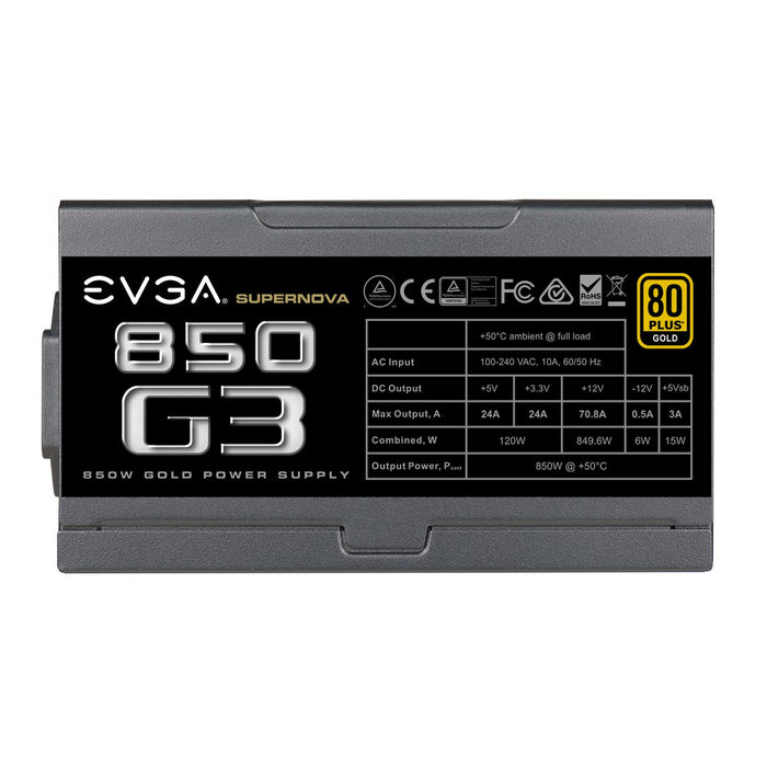 EVGA Supernova 850 G3, 80 Plus Gold 850W, Fully Modular, Eco Mode with New HDB Fan, 10 Year Warranty, Includes Power ON Self Tester, Compact 150mm Size, Power Supply 220-G3-0850-X1