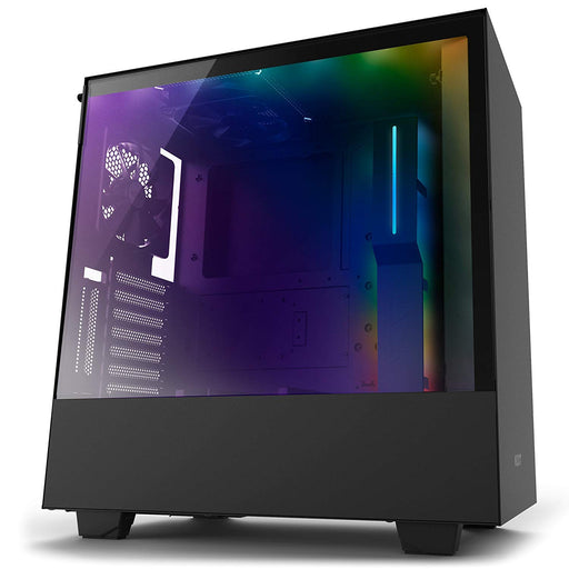 NZXT H500i - Compact ATX Mid-Tower PC Gaming Case - RGB Lighting and Fan Control - CAM-Powered Smart Device - Tempered Glass Panel - Enhanced Cable Management System – Water-Cooling Ready - Black
