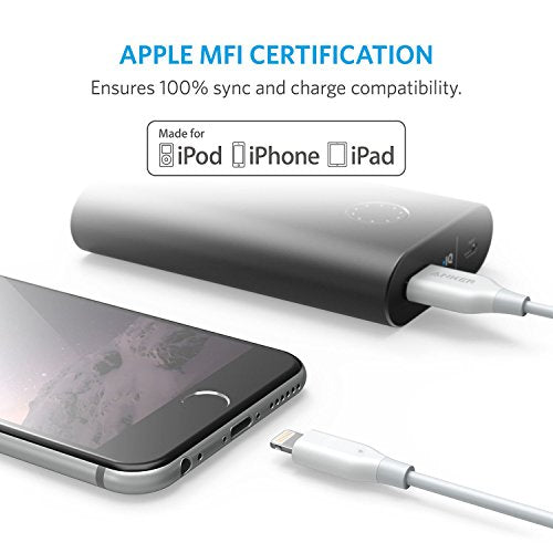 Anker PowerLine 6ft Lightning Cable, MFi Certified for iPhone X / 8 / 8 Plus / 7 / 7 Plus / 6 / 6 Plus / 5 / 5S (White)