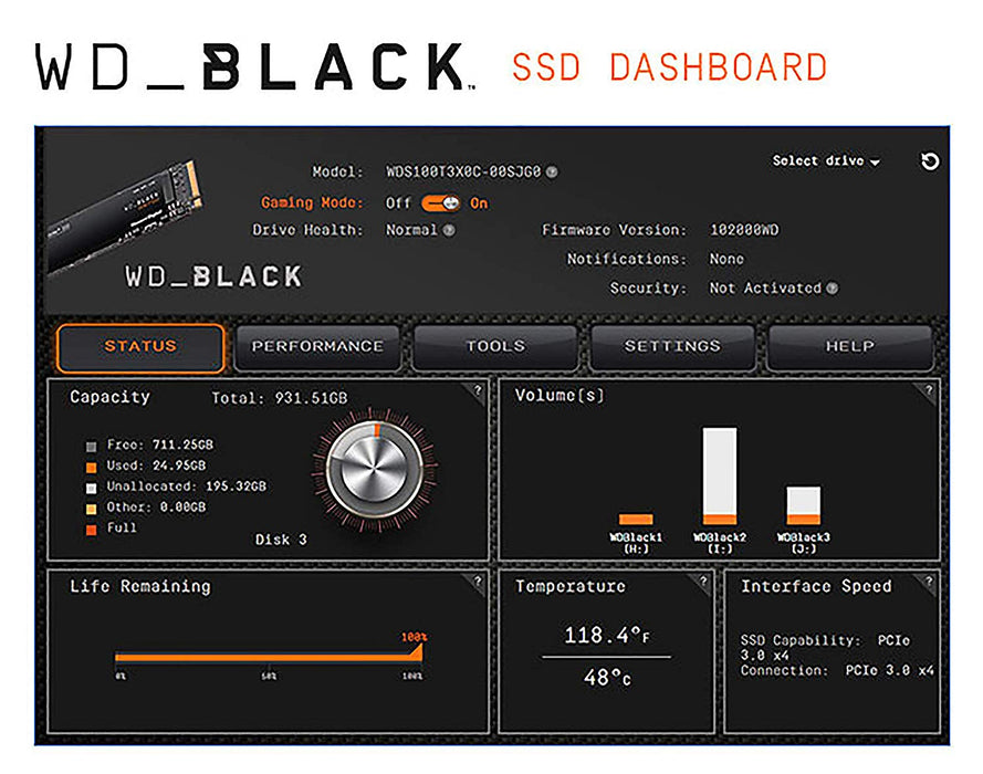 WD Black SN750 1TB NVMe Internal Gaming SSD - Gen3 PCIe, M.2 2280, 3D NAND - WDS100T3X0C