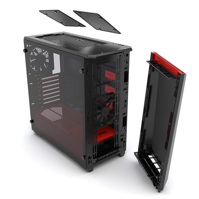 Phanteks Eclipse P400S Silent Edition with Tempered Glass, Black/Red Cases