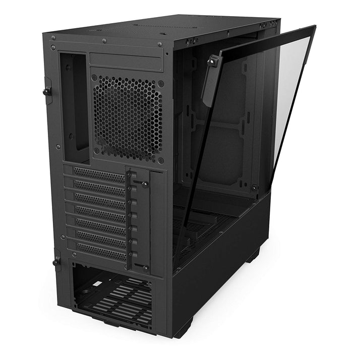 NZXT H500i - Compact ATX Mid-Tower PC Gaming Case - RGB Lighting and Fan Control - CAM-Powered Smart Device - Tempered Glass Panel - Enhanced Cable Management System – Water-Cooling Ready - Black