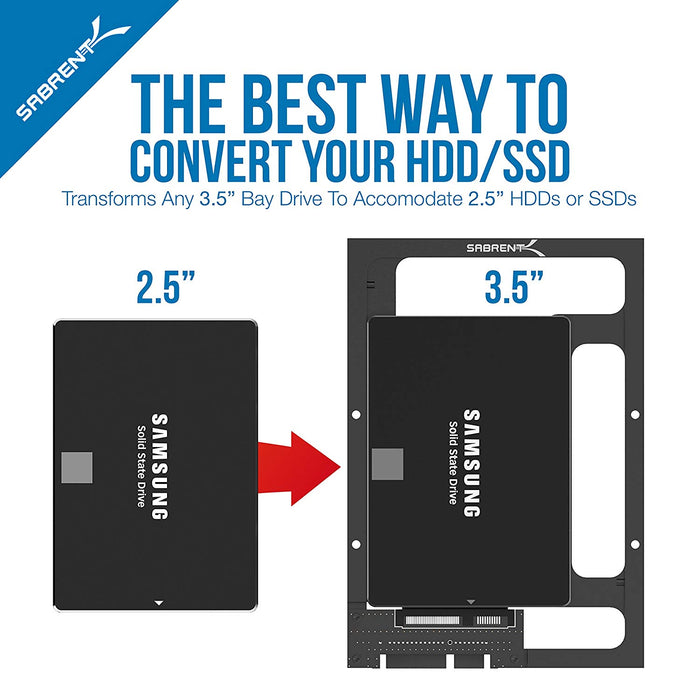 Sabrent 2.5” SSD & SATA Hard Drive to Desktop 3.5” SATA Bay Converter Mounting Kit (BK-PCBS)